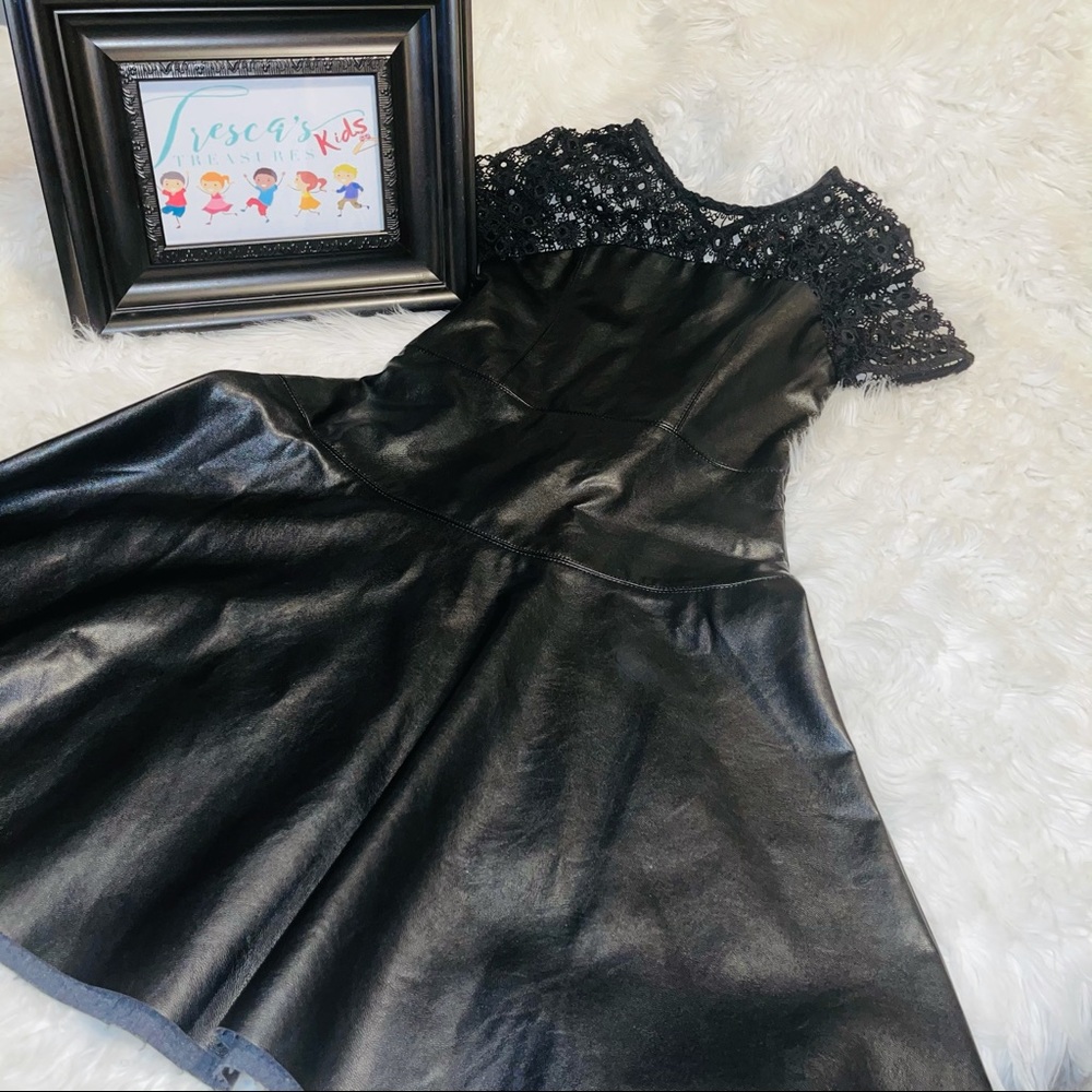 Ella Moss Faux Leather and Lace Skater Dress